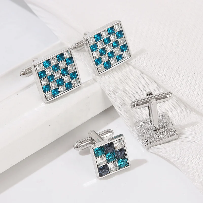 Wholesale cufflinks saudi arabia square colored diamond zircon cuff links 2023 hot selling reasonable price llb cufflinks