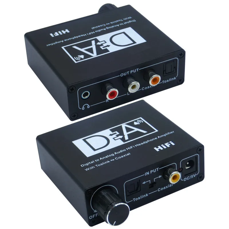 DAC Audio Converter Hifi Headphone Amplifier Optical Digital Stereo Audio SPDIF Toslink Coaxial Signal to Analog Converter Black
