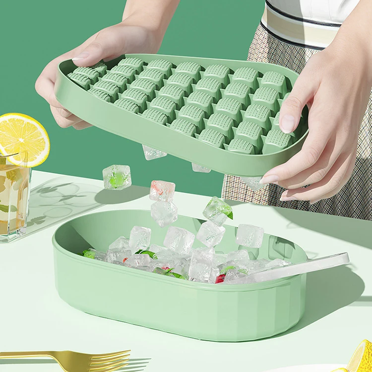 New Kitchen DIY Ice Cube Tray With Lid And Bin Large Capacity Refrigerator PP Containers Ice Cube Mold