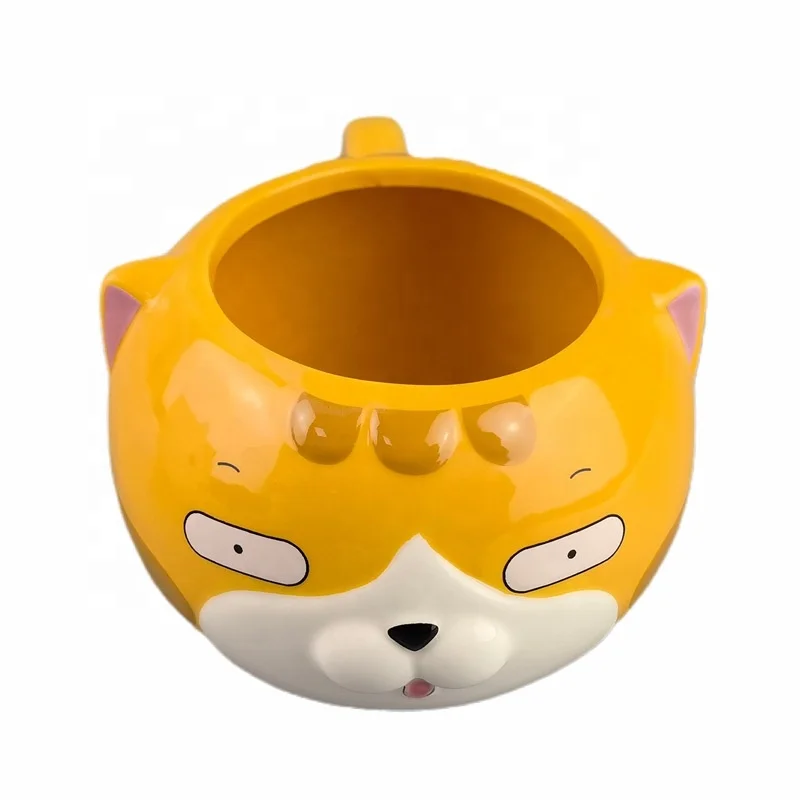 3D милый крутой Кот керамическая кофейная кружка мультяшное животное кошка в форме желтой керамической чашки
