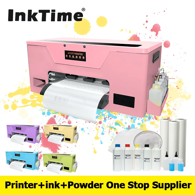 Dual Xp600 I3200 Print Head A3 30cm DTF pink Printer t Shirts Printing Machine Heat Transfer Printing for Cloth Textile