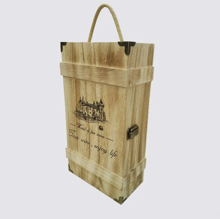 Custom Logo Oak Bulk Lacquer Gift Packaging Wooden Wine Box