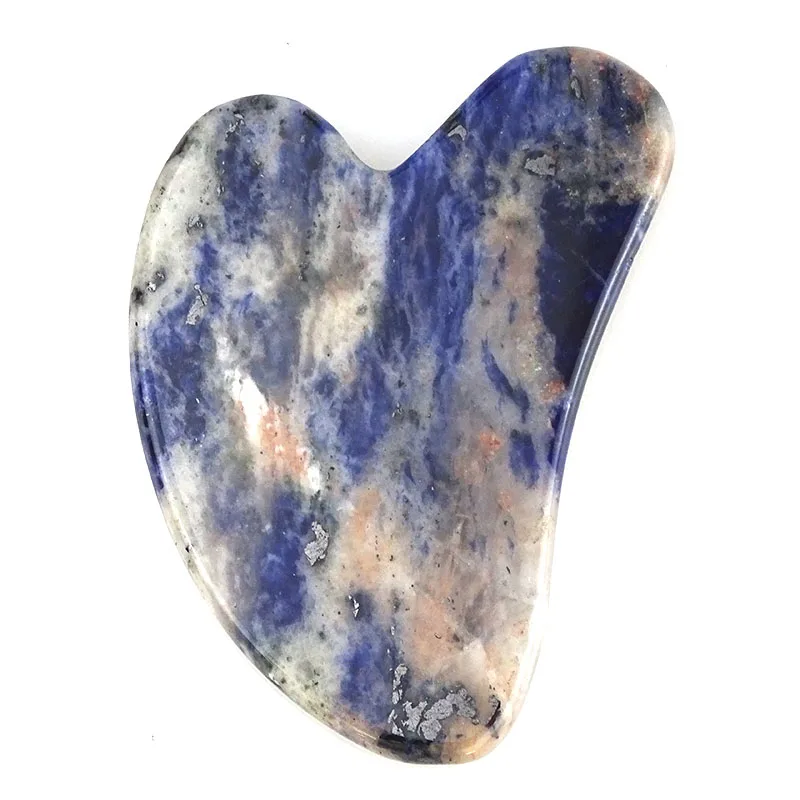 Heart Shaped Scraping Gua Sha Natural Sodalite Facial Jade Massage Tool For Deep Tissue of Tensions and Pains