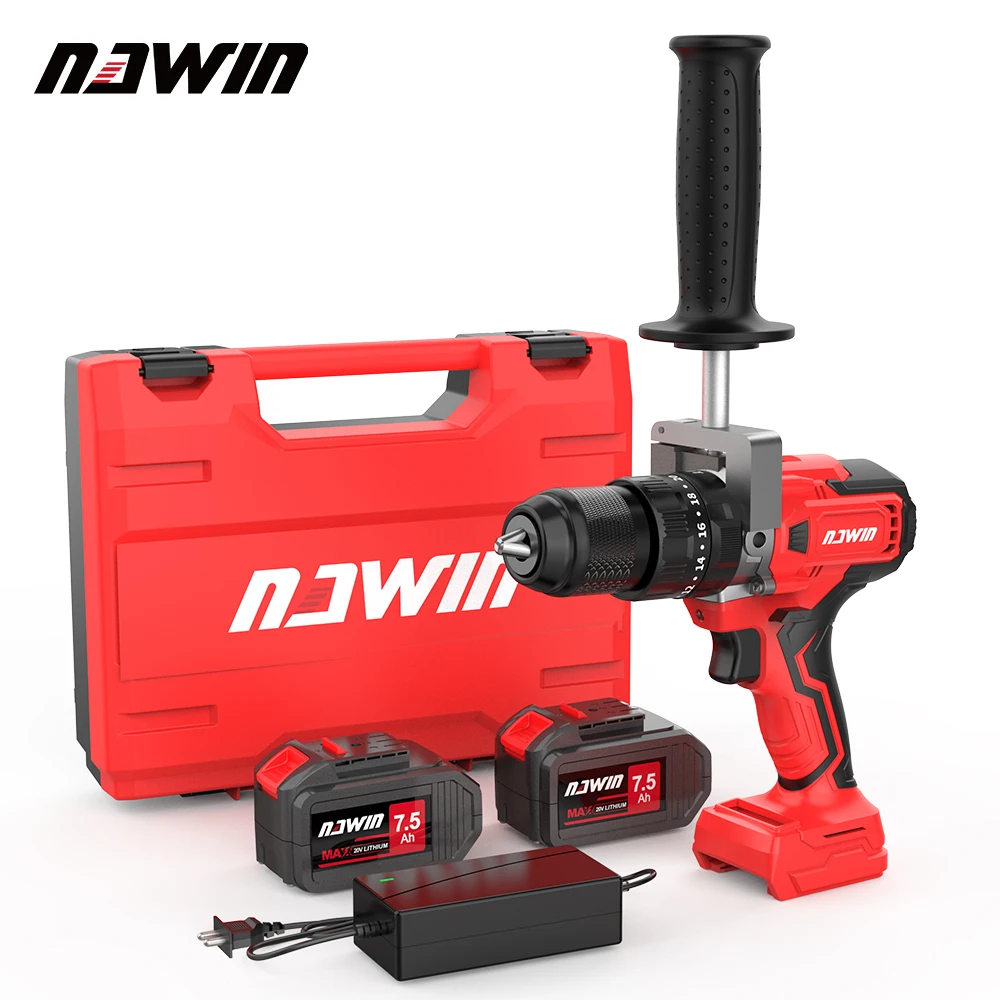 Electric screwdriver Nawin 125nm idle speed 2150 rpm brushless electric fishing ice drill 13mm battery capacity 6.0Ah