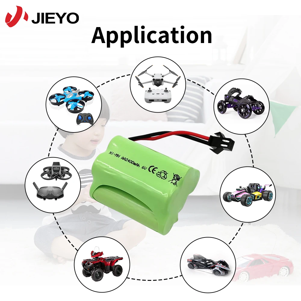 Jieyo NIMH Battery AA Size 1.2v 2000mah NI-MH Rechargeable Cylindrical Batteries Cell Flat Top With Tabs For Trimmers Razors