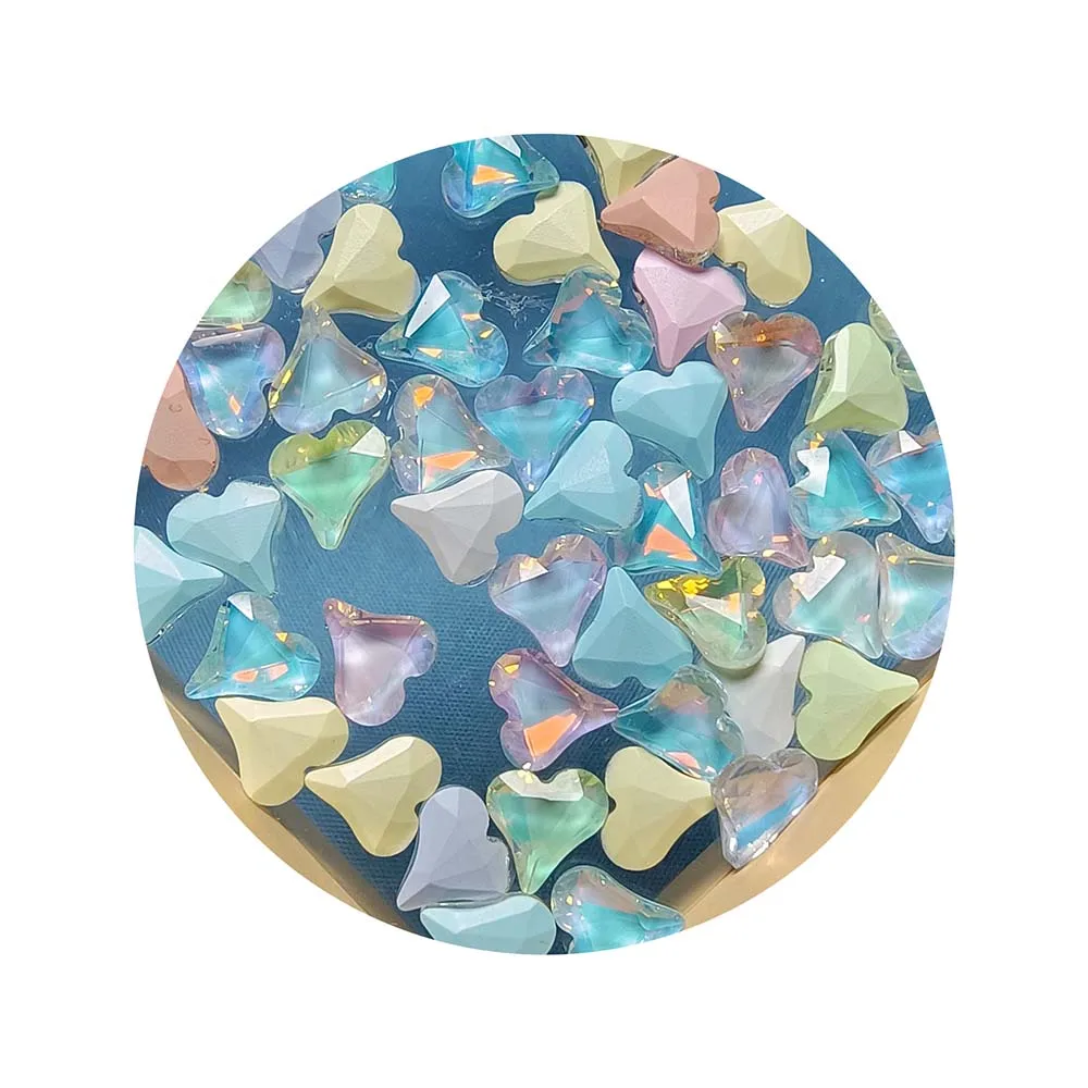3D Transparent Love Heart Charm for Nail Art Decoration Clear Resin Nail Charms Rhinestone Jewelry for Manicure Accessories