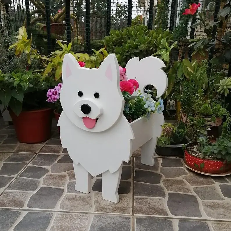 Custom Pots Flower Basket Garden Crafts Pet Dog Seeder Outdoor Decoration