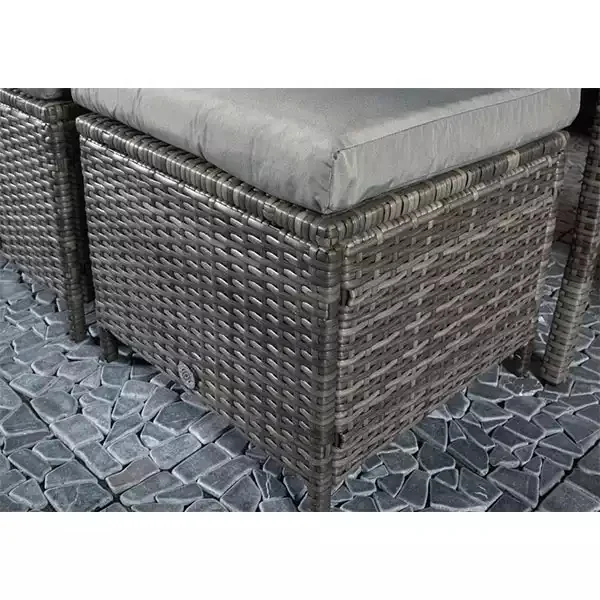 3 PCS Outdoor Furniture Wicker Sectional Sofa Sophisticated Glass Coffee Table Garden Set