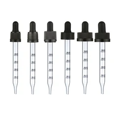 LANJING New Products 20/410 Caliber Universal 1ml Glass Dropper With Plasticil Dropper White Rubber Head Pipette With Glass Tube