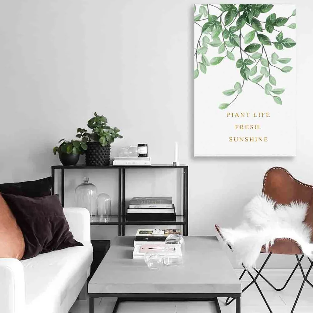 The Sun Ray Green Leaves-Fresh Style High Quality Canvas Photo Print Flower Painting Custom Canvas Print Decor For Living Room