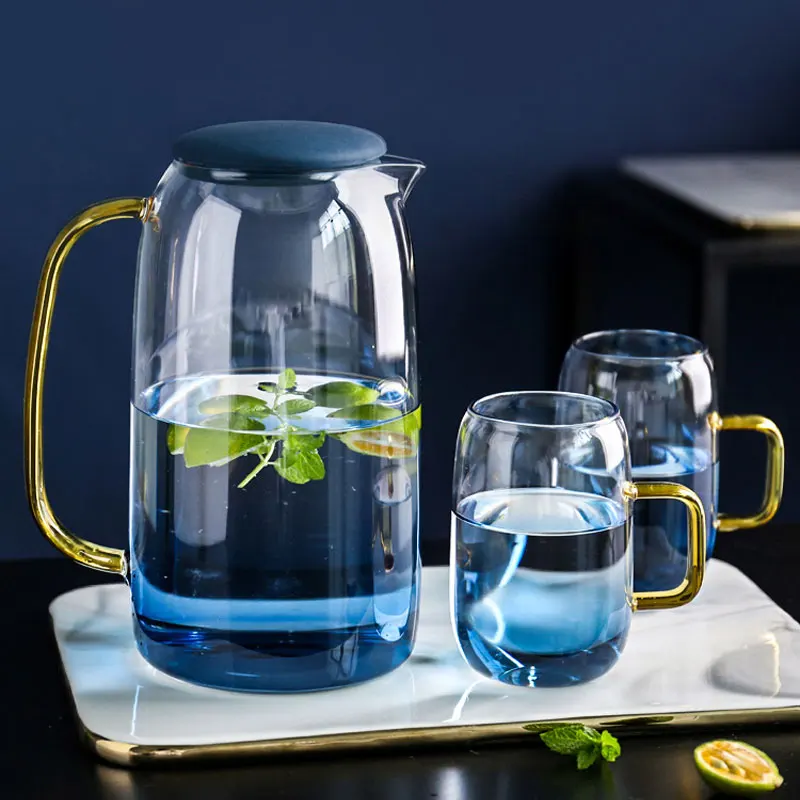 Best Selling Cold Water Carafe With Lid Pitcher Set Heat Resistant Glass Jugs Borosilicate Jug