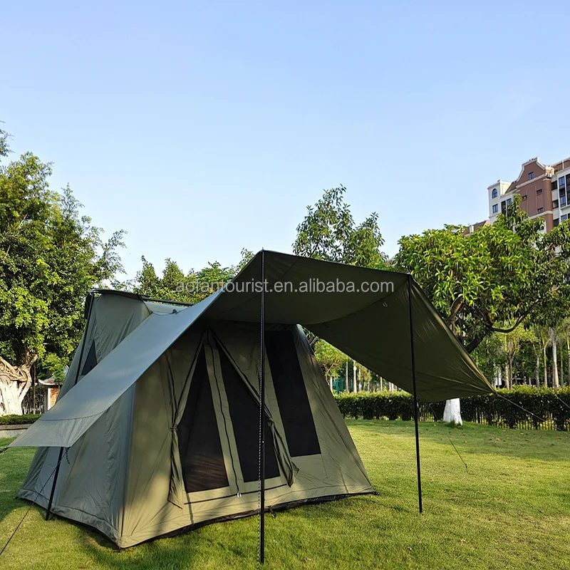 4 Seasons Canvas Tents Luxury Glamping Luxurious  Outdoor Winter Tent Cotton Cabin Family Waterproof Spring Tent With Window