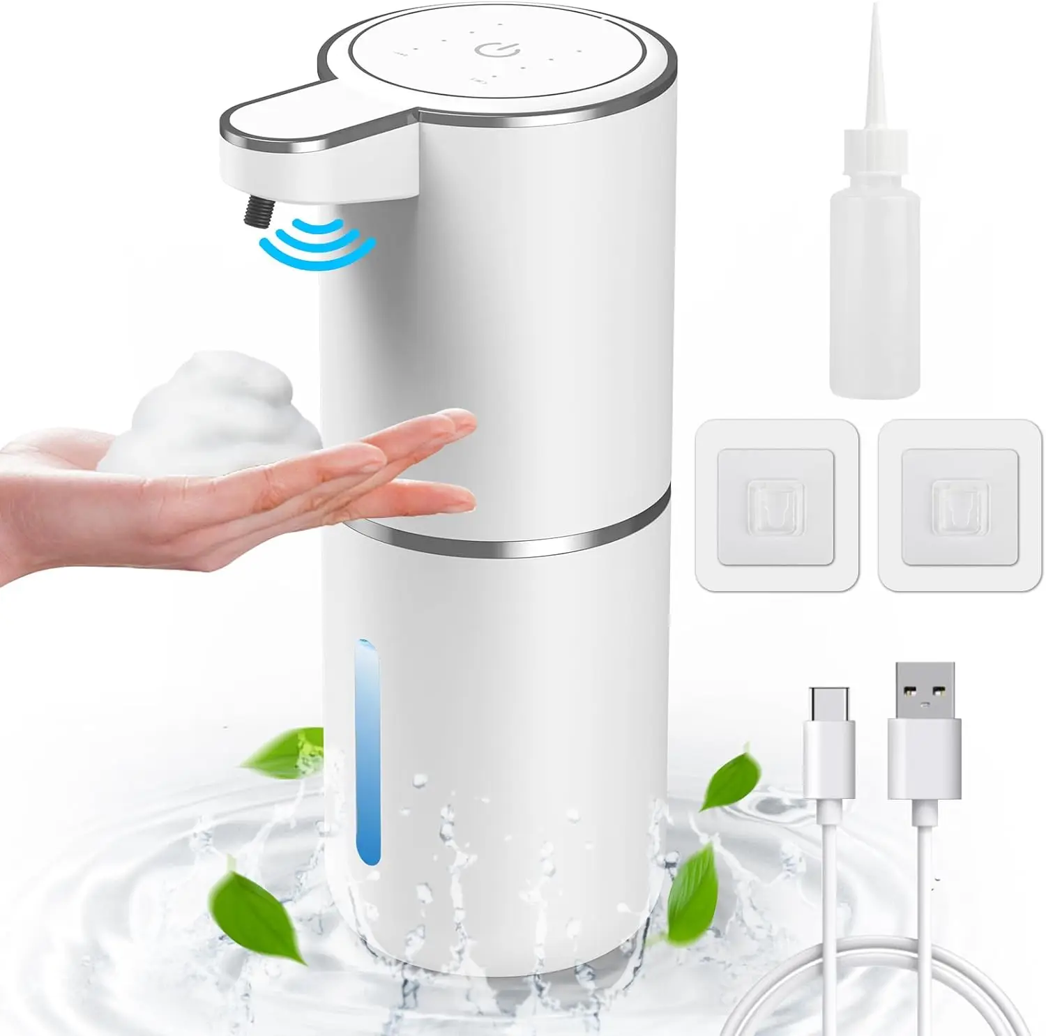 12.85oz 380ml Wall Mounted Touchless Soap Dispenser 4 Levels Adjustable Liquid Hand Free USB Rechargeable Soap Dispenser