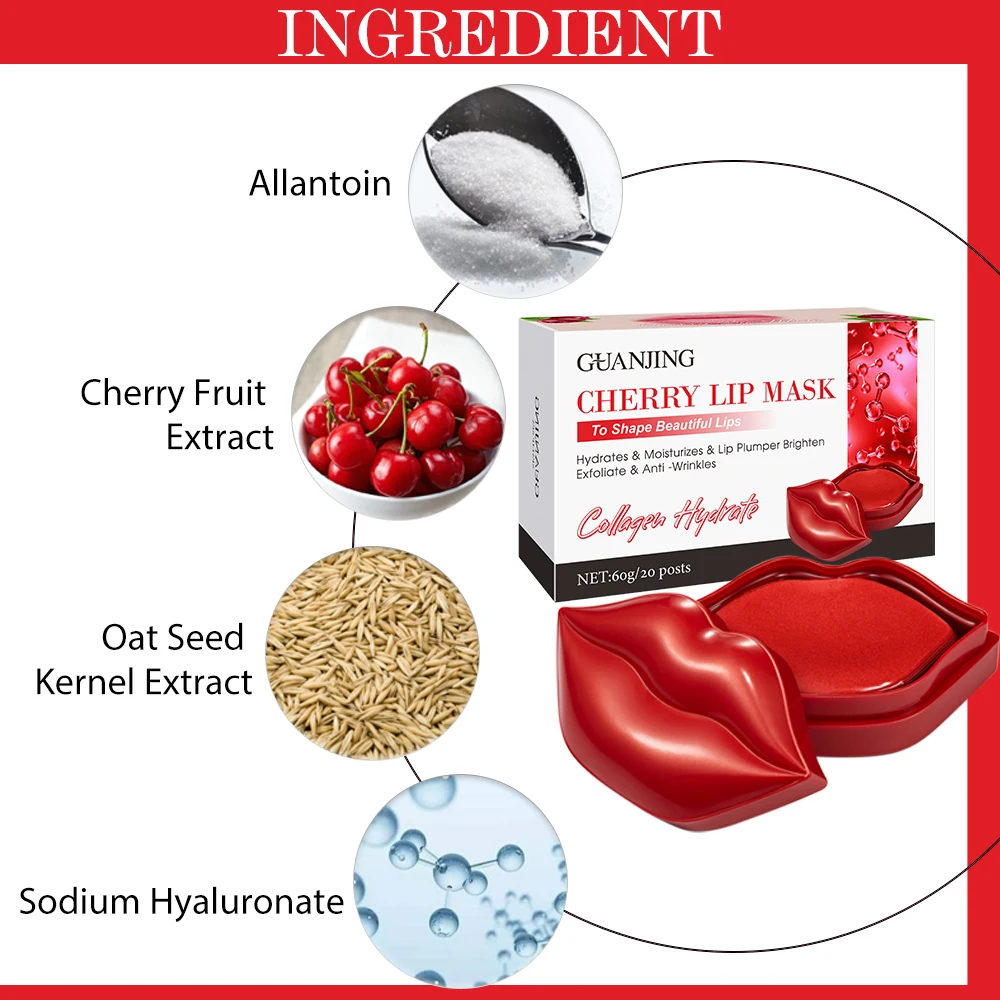 Lip Care Soothing Sleeping Hydraulic Cherry Lips Face Maskss Beauty Collagen Crystal Mouth Beauty Mask Lipmask Collagen