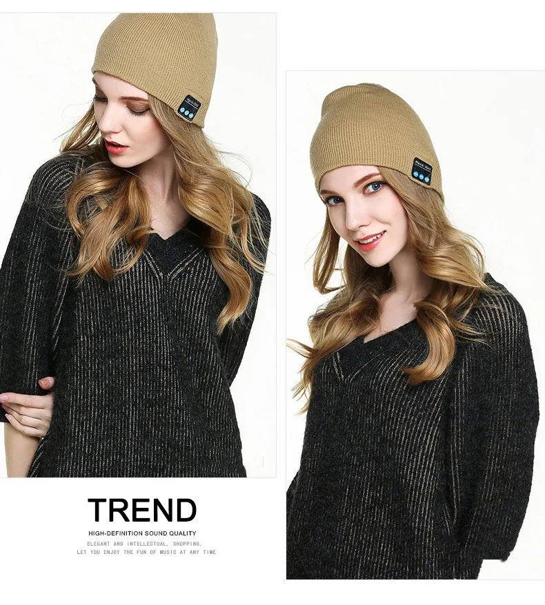 2022 trending washable travel wireless beanie knitted smart warm hat with handsfree music headphone speaker for winter
