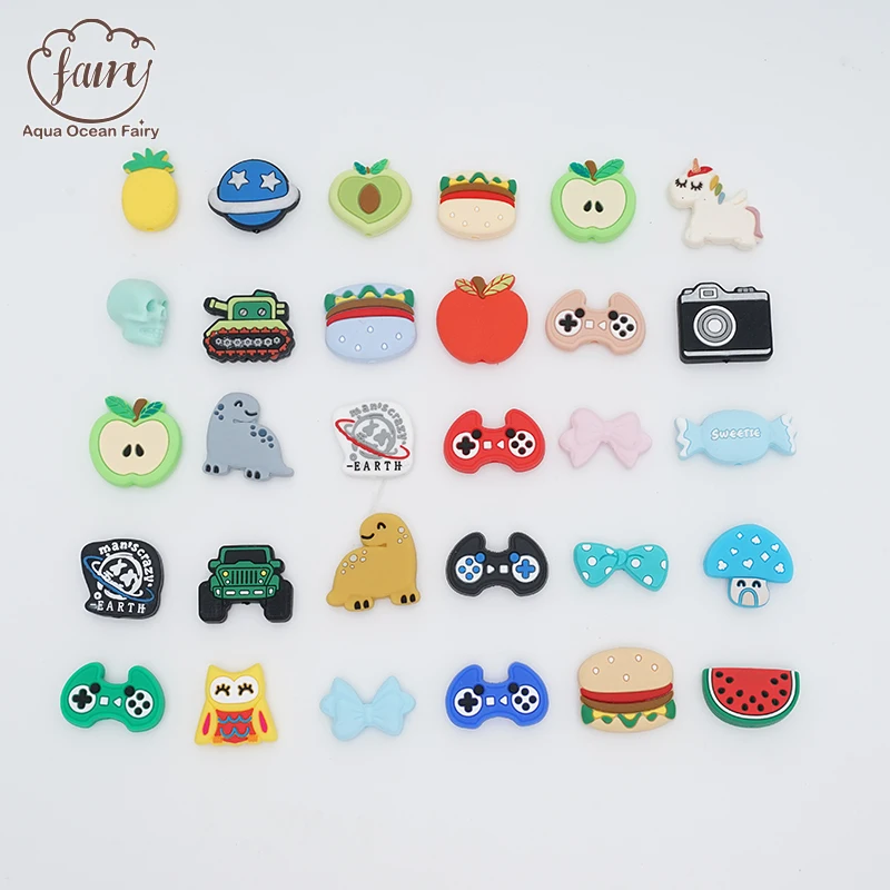 Factory Custom Silicone Charms Focal Beads For Pen Making DIY Baby Pacifier Clip Accessories Jewelry Silicone Teething Beads