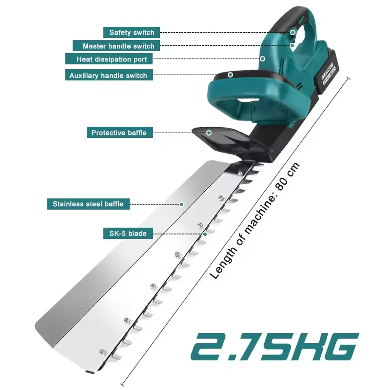 LARIX Garden Electric Cordless Dual Edged Blade Hedge Trimmer Handheld Hedge Bushes Holly Flower Trimmer Cutting Tool