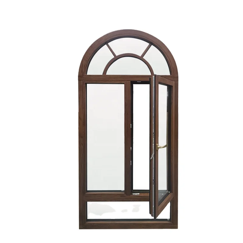 New design arch frame aluminum wood tilt and turn casement  windows