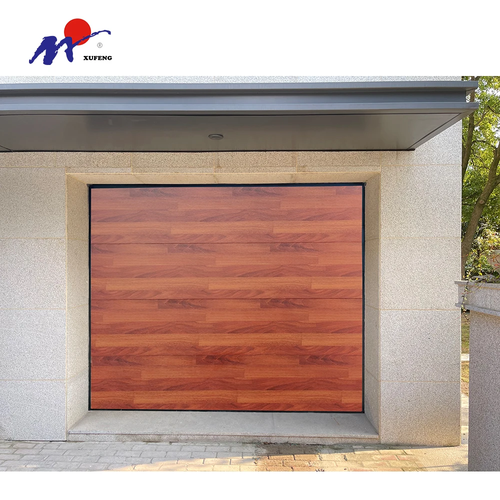 Wholesale Hot Sale Safe Non Finger Protection Woodarain Flat Floor Color Garage Door