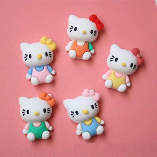 Diy Resin Cartoon Bow Hello Cat Kitty Phone Case Decoration Accessories Glow In The Dark Nail Charms Ready To Ship