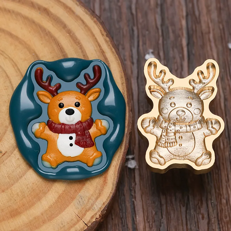 Christmas Relief Wax Seal Chapter Head Snowflake Elk Brass Carving Hand Account Copper Customizable Wholesale