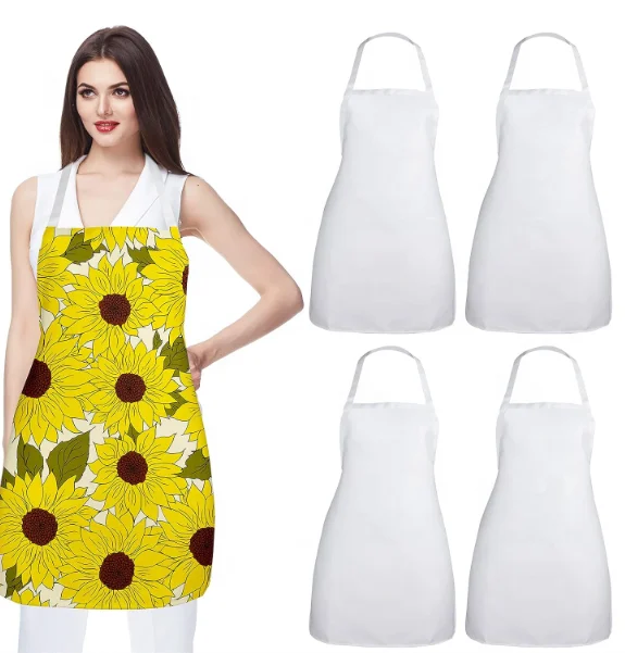 Sunflower printed custom linen adult aprons for home cleaning cooking kitchen Women apron chef baking Restaurant Waiter