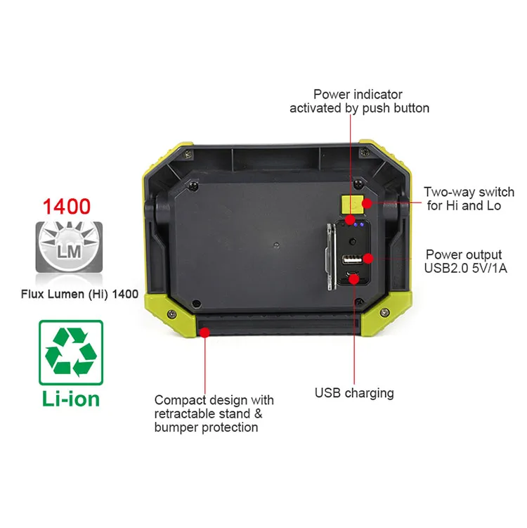 Wholesale Multifunction 1400 Lumen Compact Working Led Lamp Rechargeable Waterproof Portable Work Light Working Light Led