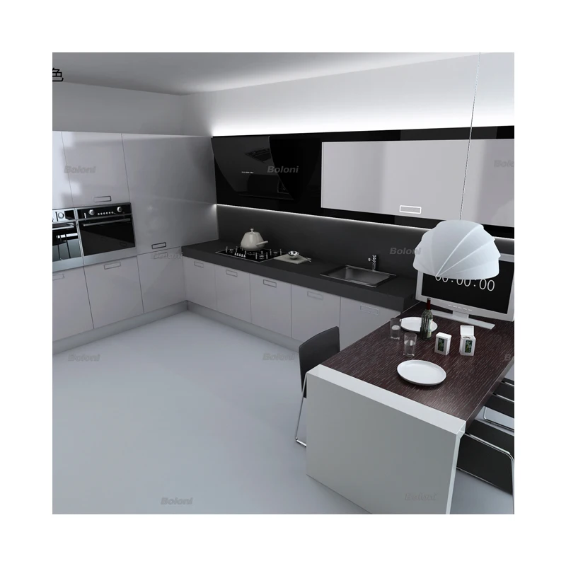 Boloni Modern White Melamine Small Modular Kitchen Cupboards