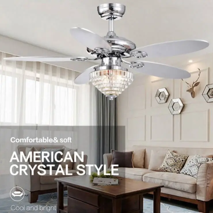 New Design Modern Round Shape Large Size Crystal Chandeliers Ceiling Fan Lights For Home Hotel