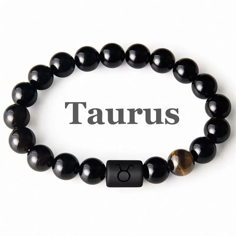 Hot Selling Twelve Zodiac Natural Beads Bracelets 10mm Black Agate Woven Adjustable Yoga Bracelet
