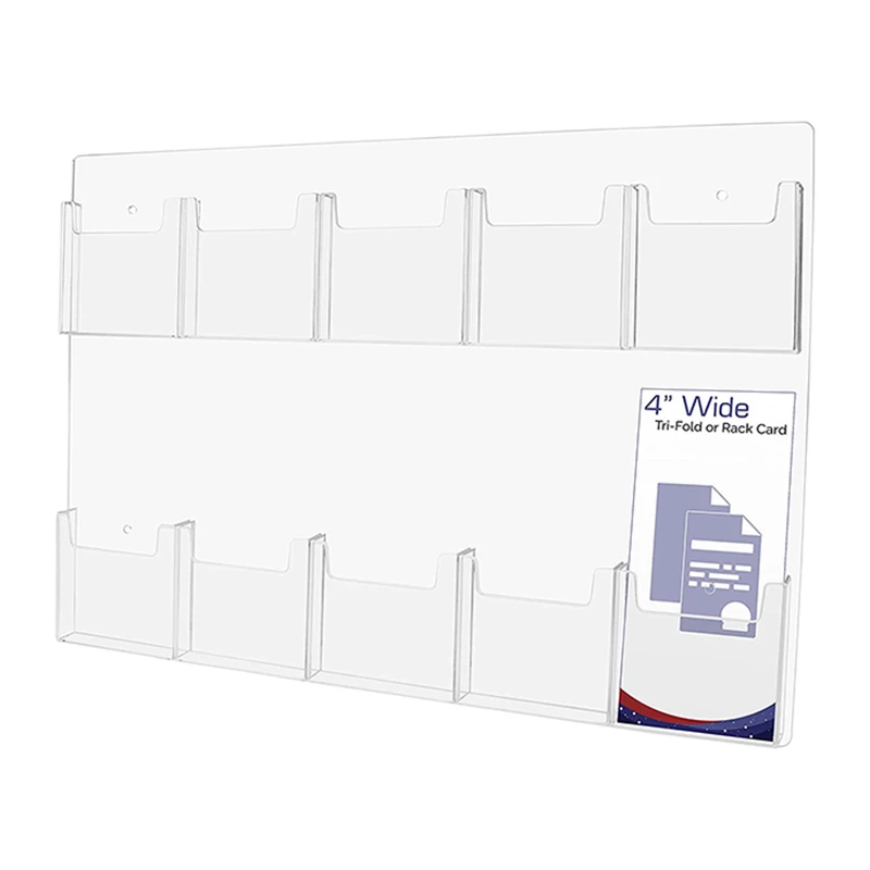 Clear Wide Paper Products Stand Acrylic Multi Pocket Rack Medical Offices Cards Brochure Flyer Unique Holder