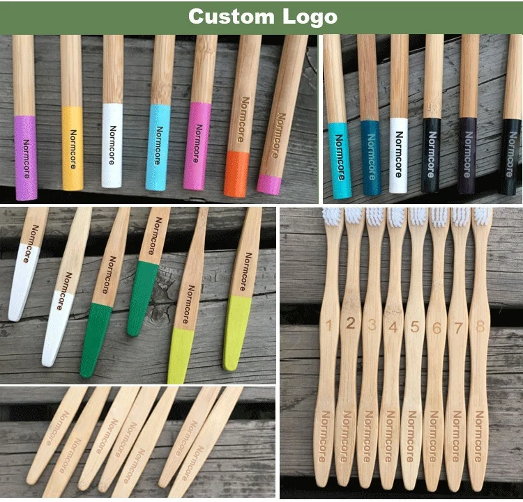 100% Natural Biodegradable Wholesale Soft Kids Adults Home Hotel Travel Bamboo Toothbrush with Engraving Logo