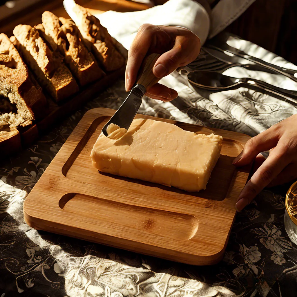 2024 New glass lid cheese butter cheese cake dessert box Nordic style Butter dish with knife