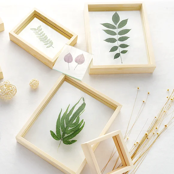 Unfinished Pine Wood Photo Frame Wooden Picture Frames Table Display Double Side Pressed Flower Frames