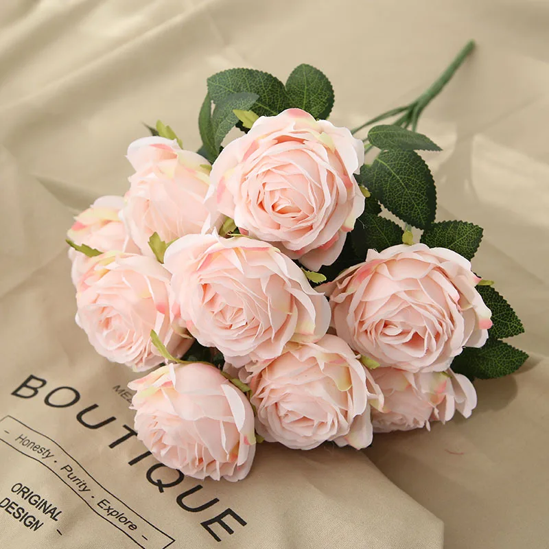 9 Heads Melaleuca Diamond Artificial Flowers Rose Wedding Hotel Road Leading Bunch Artificial Flowers