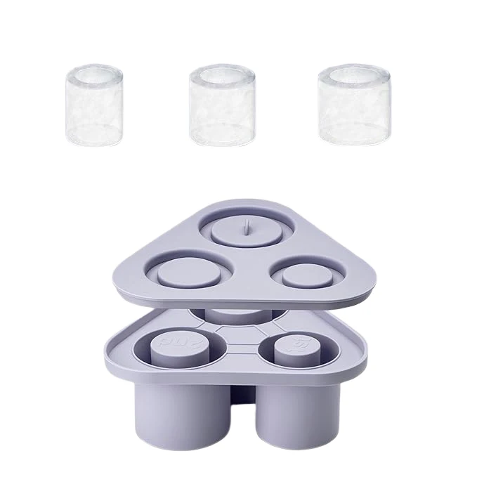 Ice Cube Tray Drinking Cup  Soft Food Grade  Reusable 3 Pcs Silicone Hollow Cylinder Ice Mold with Lid for Freezer