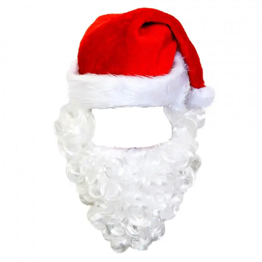 
Plush Santa Hat with Attached Beard Xmas claus wig beard hat Cosplay wig 