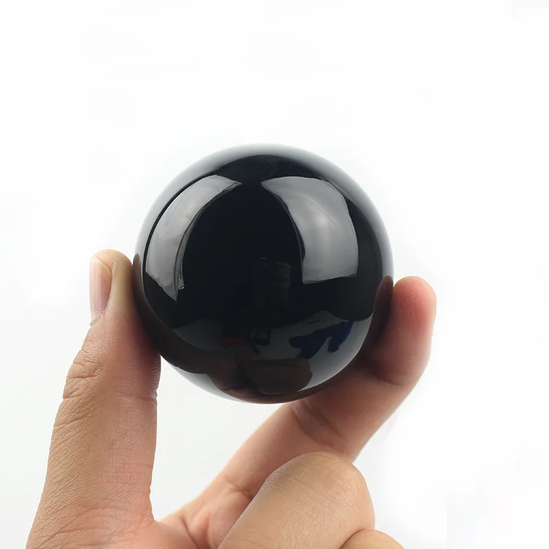 50mm Asian Natural Crystal Healing Ball Black Obsidian Sphere Glass Stone With Stand