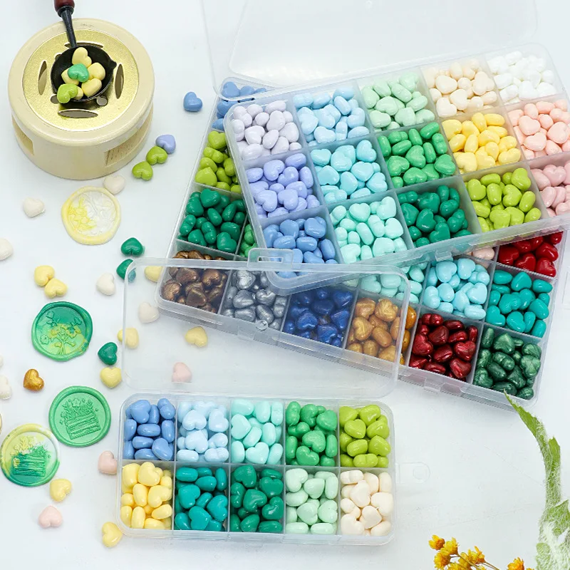 Love Heart Shaped Heating Sealing Wax Beads Fire Paint for Hand Account Envelope Factory Direct Sales Promotional Business Gifts