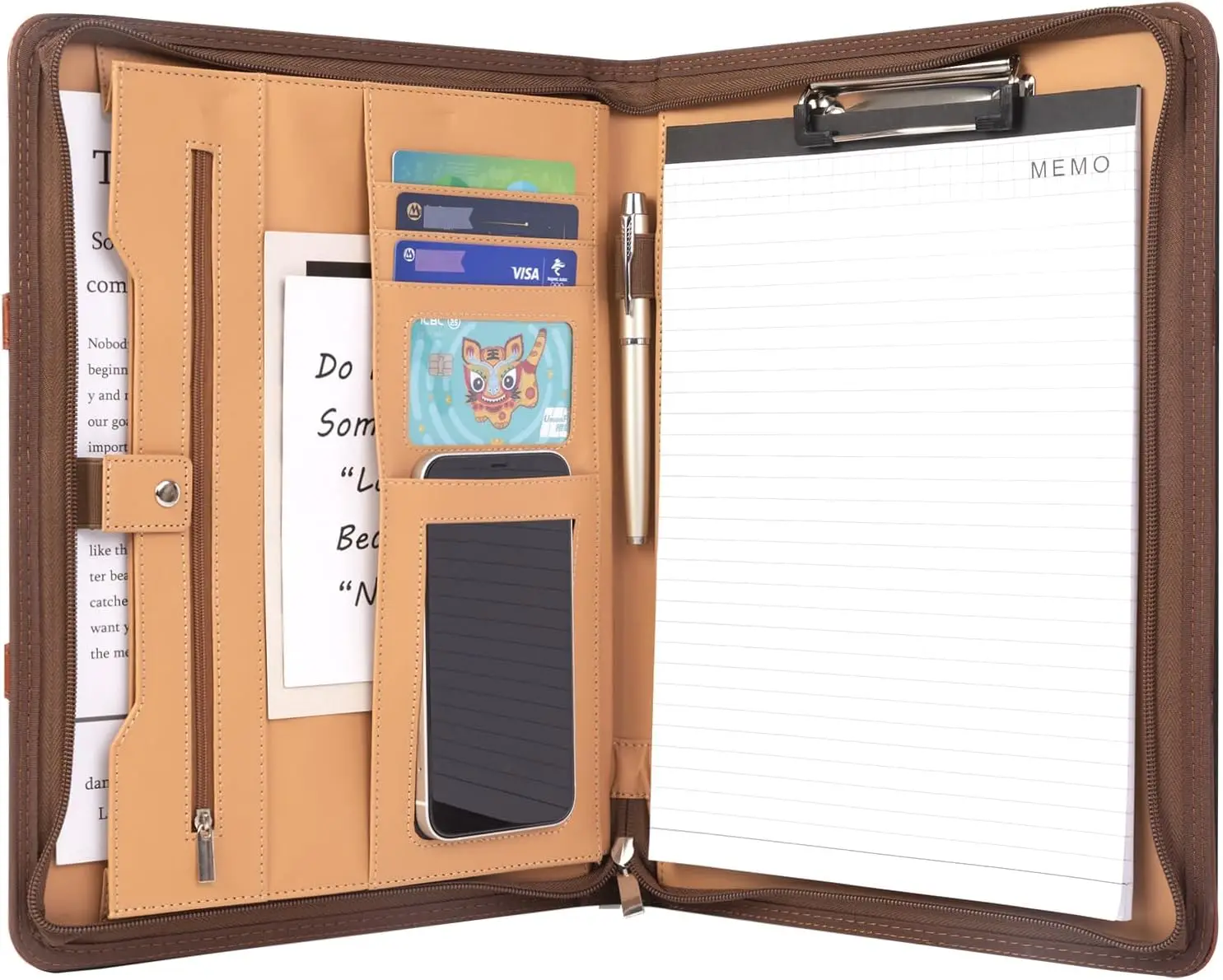 Portfolio Business Folder Padfolio A4 Writing Pad Document Organizer for Men Women School Office Conference Notepad Clip Boards