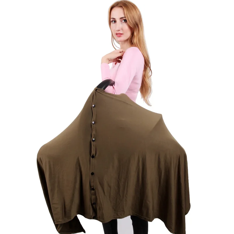 Multi Use Poncho Style with Buttons Nursing Cover Scarf for Breastfeeding Stretchy Baby Car Seat Canopy