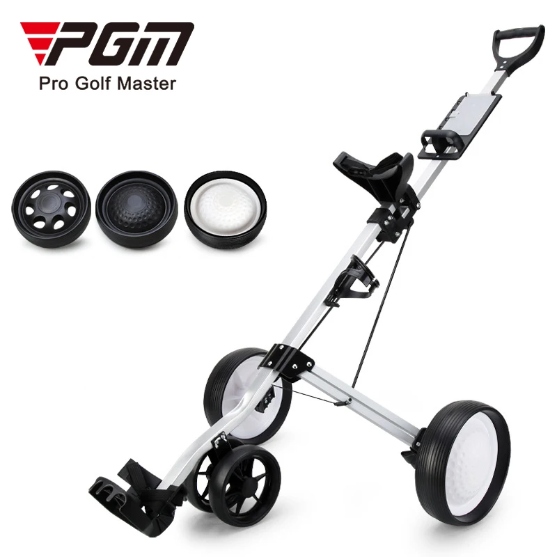 PGM QC001 golf buggy push trolley 3 wheel outdoor folding golf trolley for sale