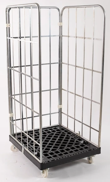  Roll Container with ABS basement and support plate Nylon wheels galvanised steel side wall