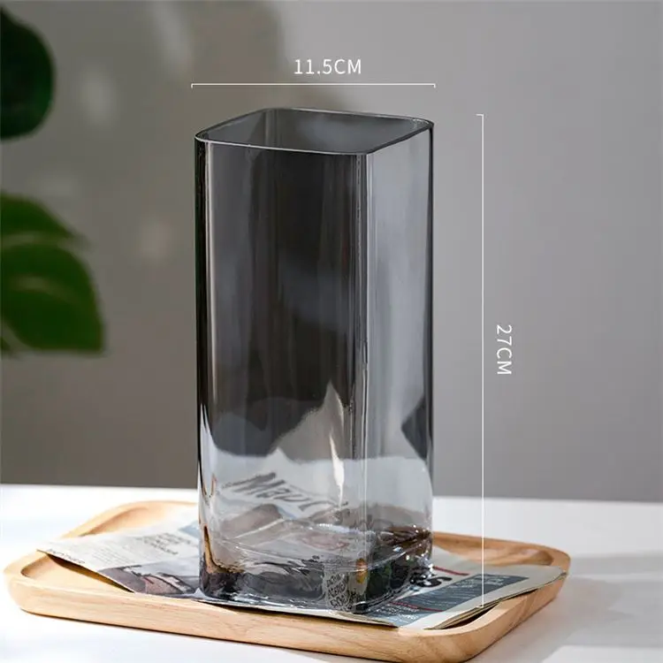 Home&Wedding Decor Custom Wholesale Luxury Square Clear Crystal Flower Glass Vases