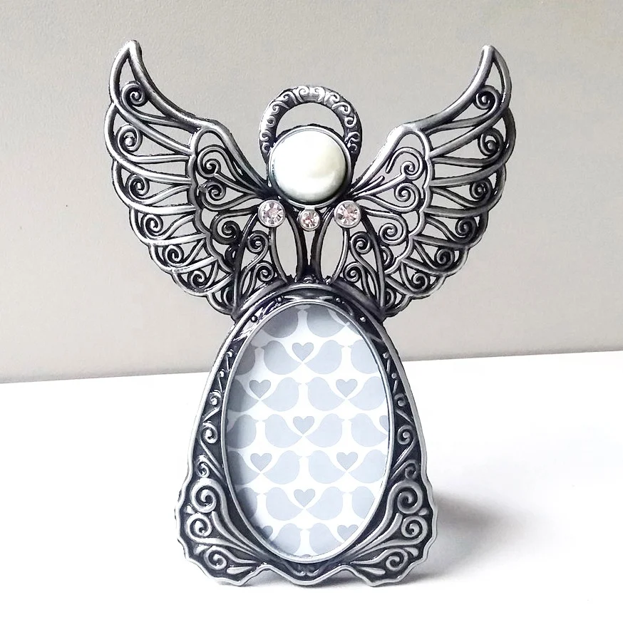 
metal angel figurines photo frame for funeral events for graveyard 