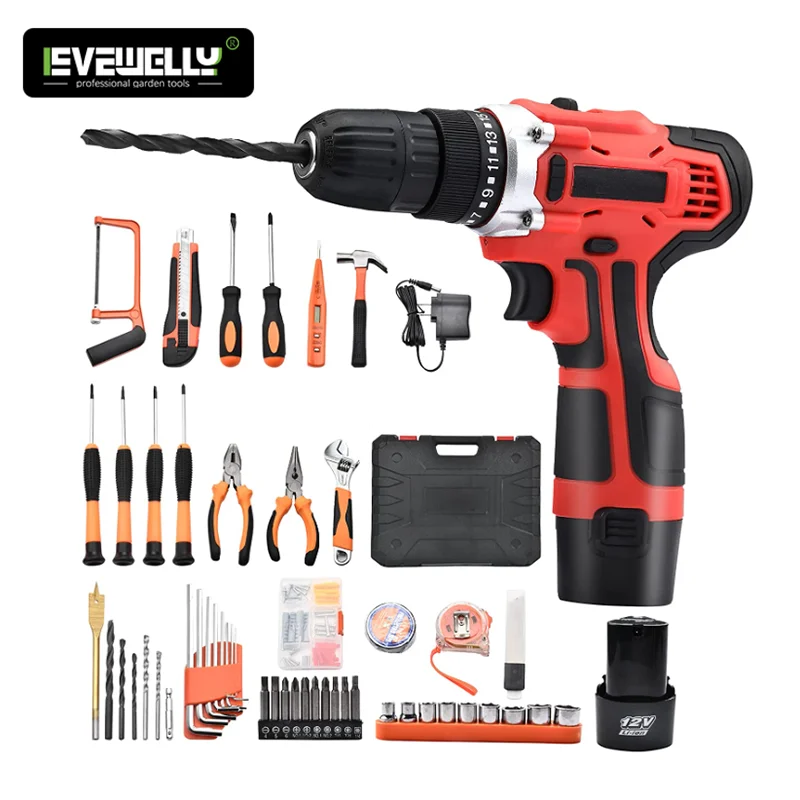 Custom Cheap 12v Lithium Battery Drill Craft Cordless Drill Set High Power Tool Screwdriver Electric Drill
