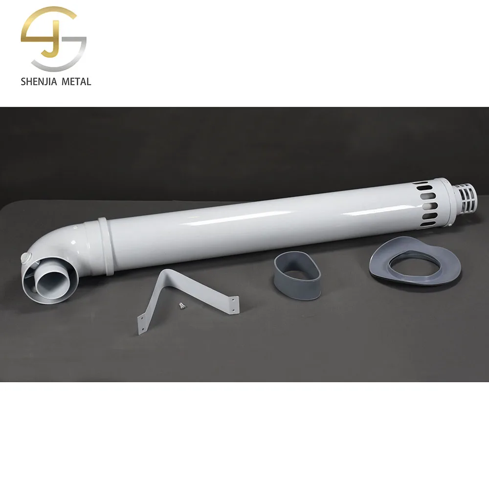 Aluminum high-end exhaust pipe 100/60 reverse coaxial fireplace fittings with intake and exhaust detection holes