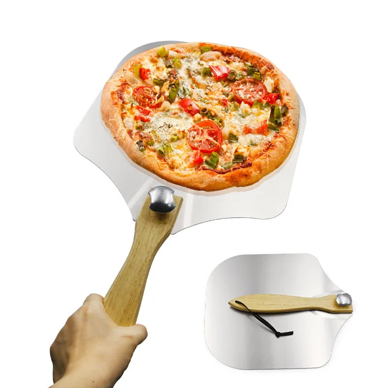 Bread Baking tools non stick metal aluminium alloy turning pizza peel with wooden