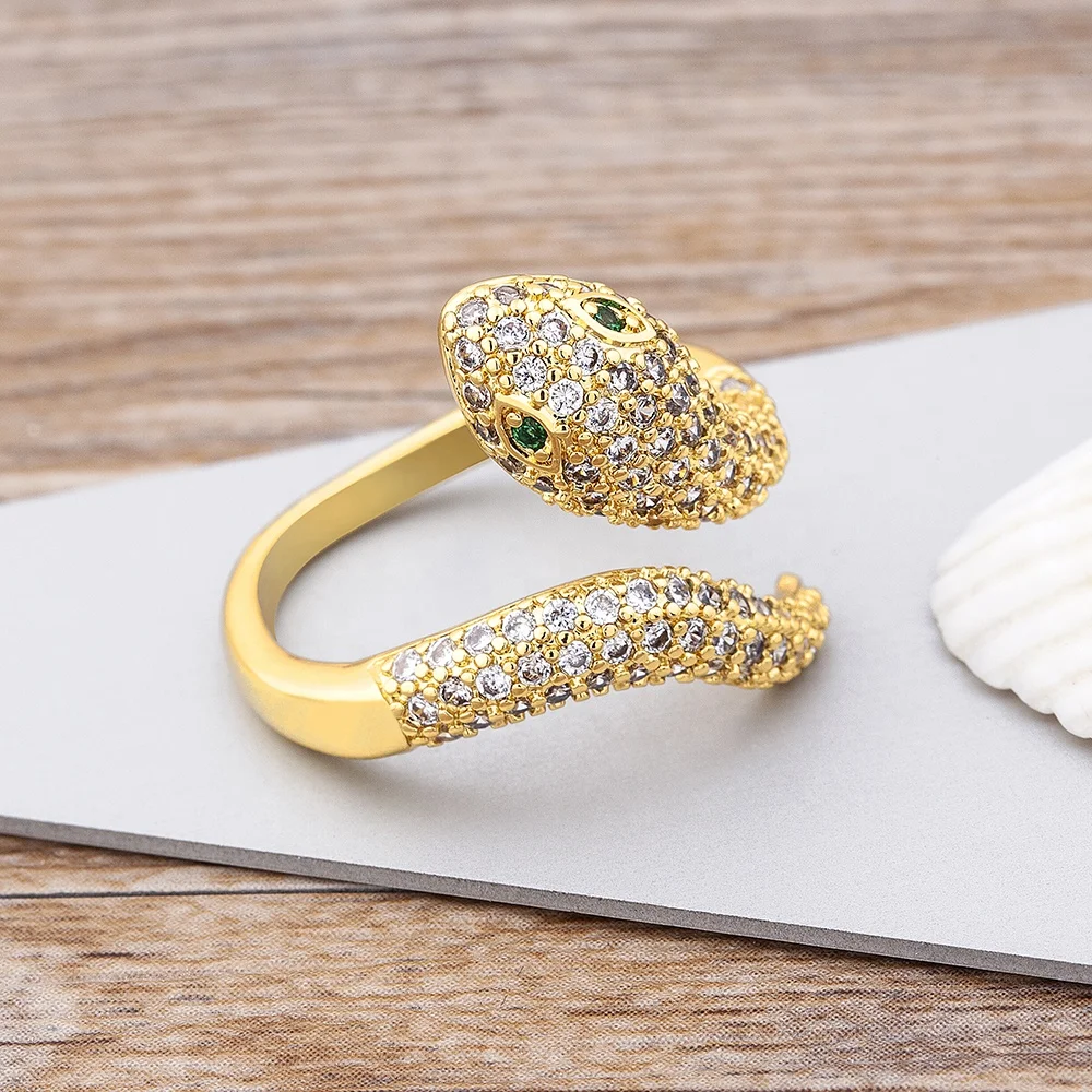 2021 Diamond Fine Jewelry Filled Wedding Band Rings Gemstone Resizeable Ring Engagement Stainless Steel Snake Rings For Girls