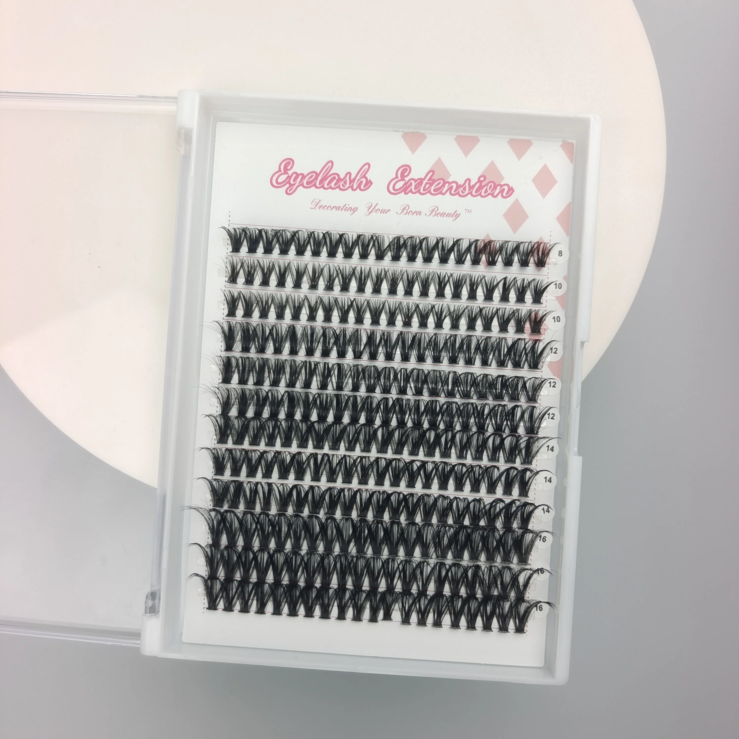 Hot melt 120pcs/box 10 row Big Tray D Curl 14-16mm Mixed Segmented Lash Extensions Lash Clusters With Bond And Sealant Kits